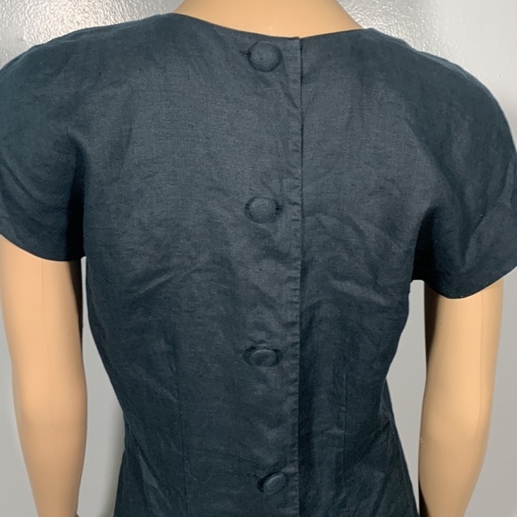 ST. GILLIAN 90’s Black Linen Dress Women's Size 6 Button back - Picture 4 of 7